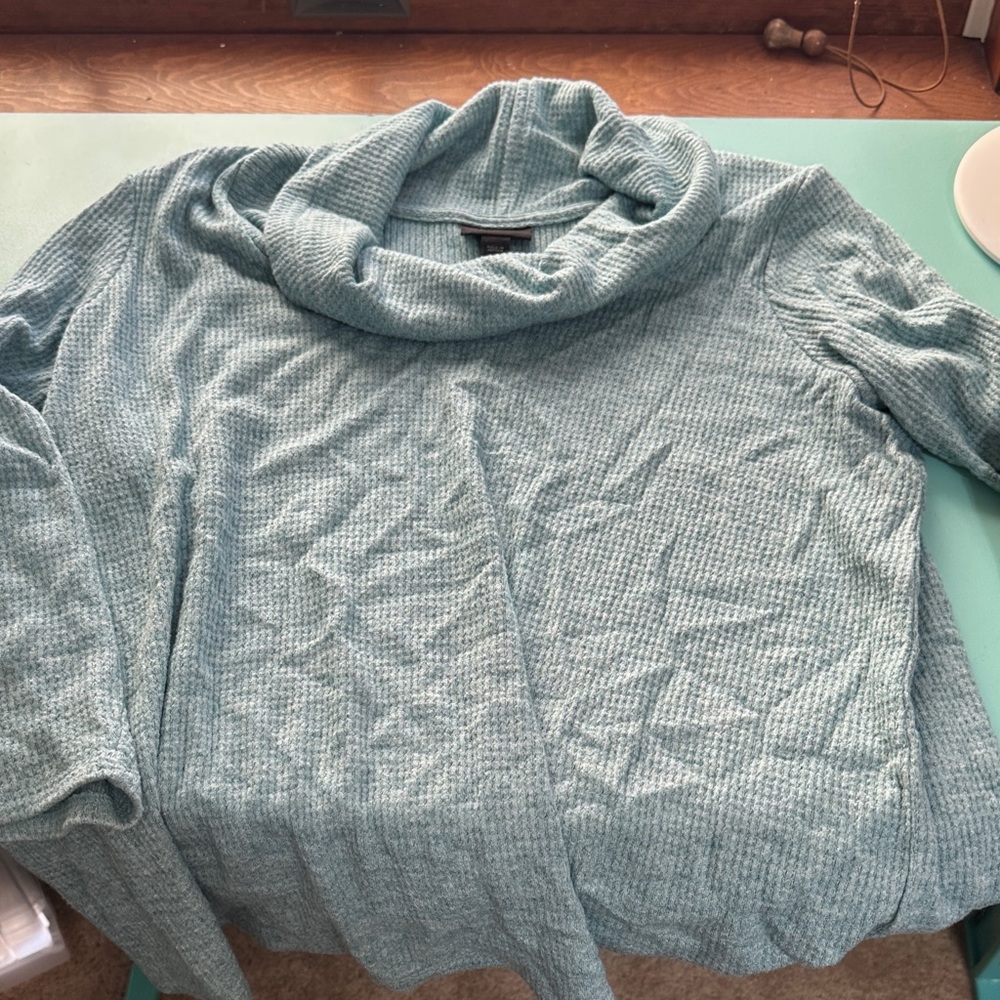 J. Jill Light Teal Wearever Cowl Neck Sweater
